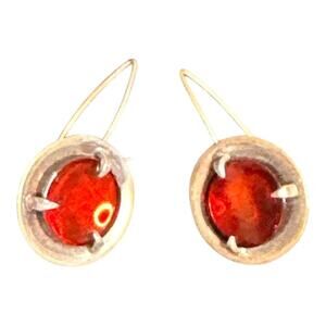 Vintage Electrum Medallion Ember Drop Earrings 1.5"L x 1"W